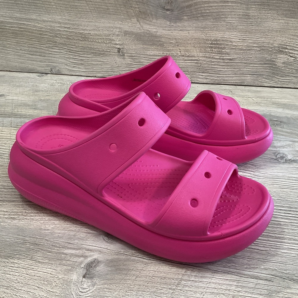 Crocs Classic Crush Sandals Barbie Hot Pink 207670-6UB Women's Size 10